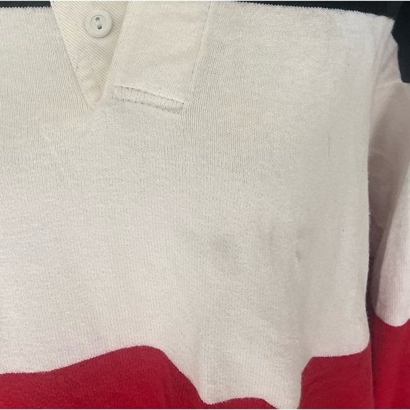 1990S LANDS' END RED, WHITE AND BLUE RUGBY SHIRT Size Medium - Picture 5 of 9